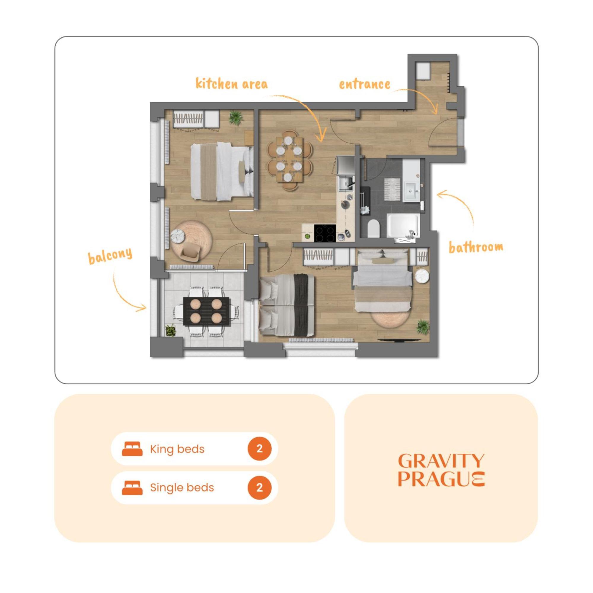 Апартаменты Bright 2Br - 5Th Floor, Balcony, Free Parking By Gravity Прага Экстерьер фото
